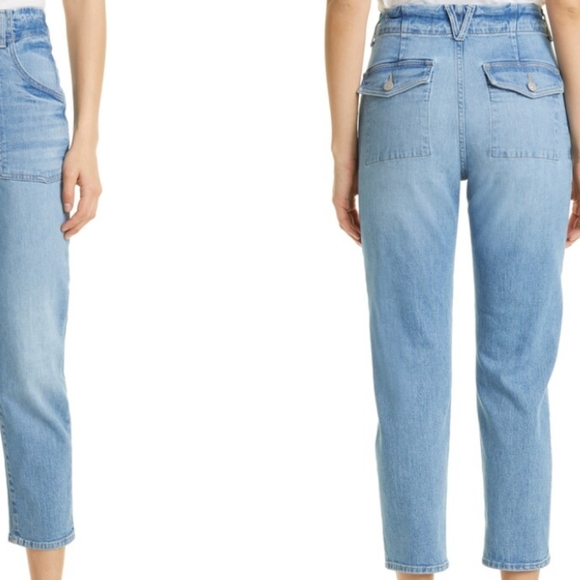 Veronica Beard Arya Exposed Button Fly Straight Leg Blue High-Waisted Jeans Sz26 - Picture 2 of 10